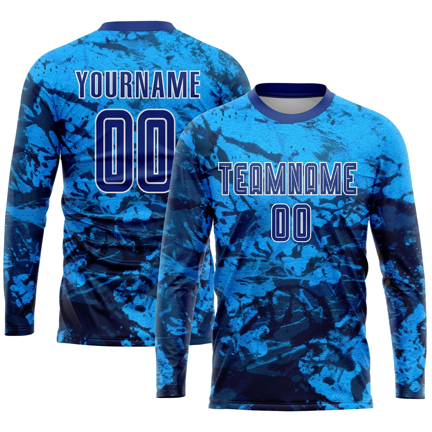 Custom Tie Dye Royal-White Sublimation Soccer Uniform Jersey - Sky-Custom
