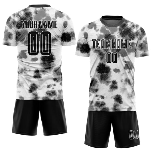 Custom Tie Dye Black-White Sublimation Soccer Uniform Jersey - Sky-Custom