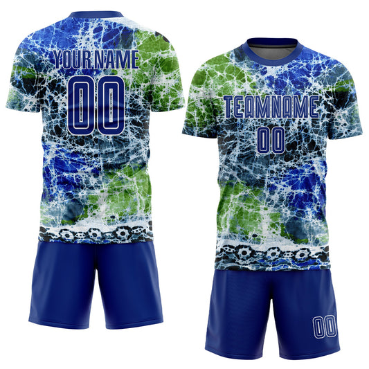 Custom Tie Dye Royal-White Sublimation Soccer Uniform Jersey - Sky-Custom