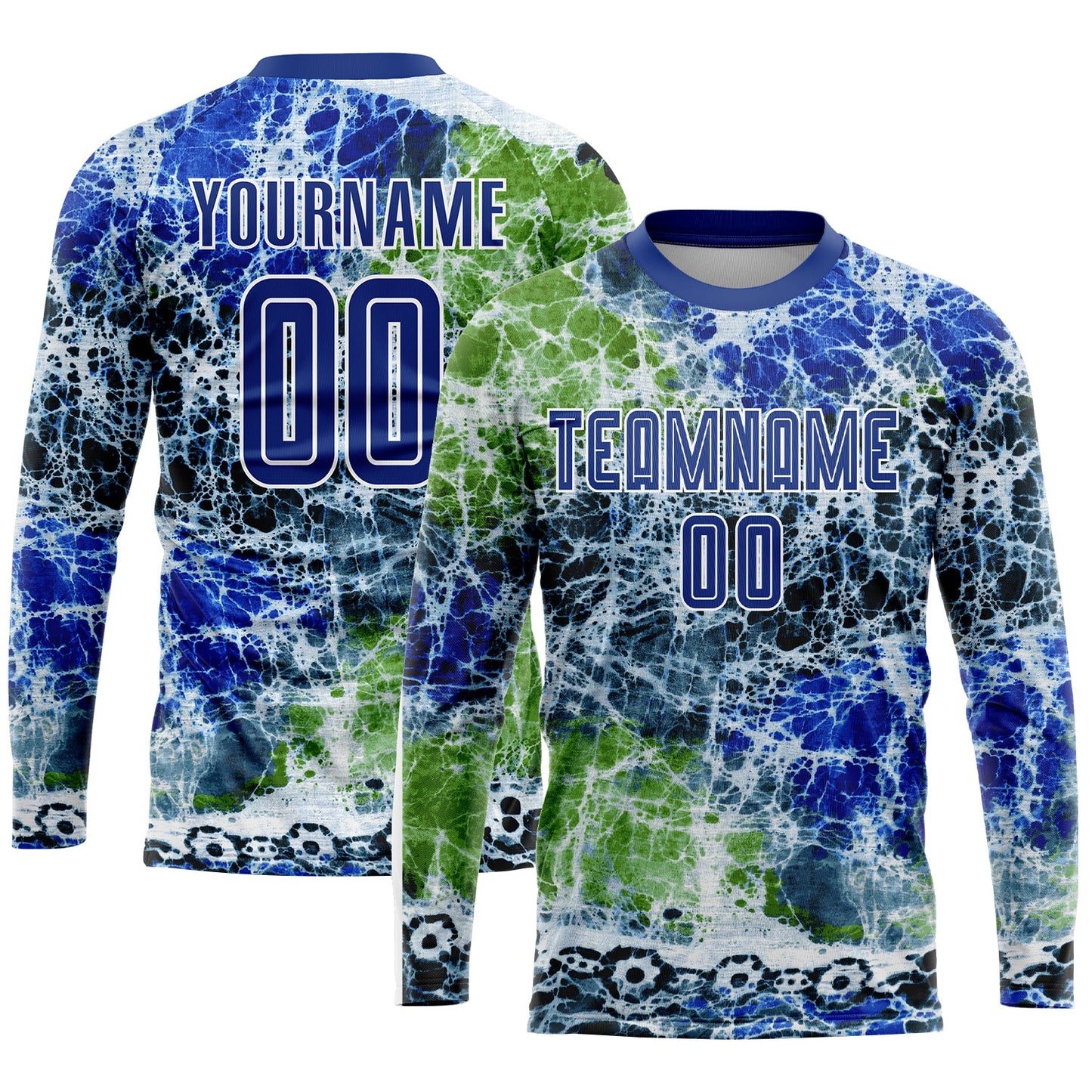 Custom Tie Dye Royal-White Sublimation Soccer Uniform Jersey - Sky-Custom