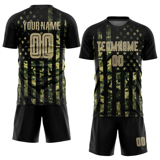 Custom Camo Vegas Gold-Black American Flag Fashion Sublimation Salute To Service Soccer Uniform Jersey - Sky-Custom