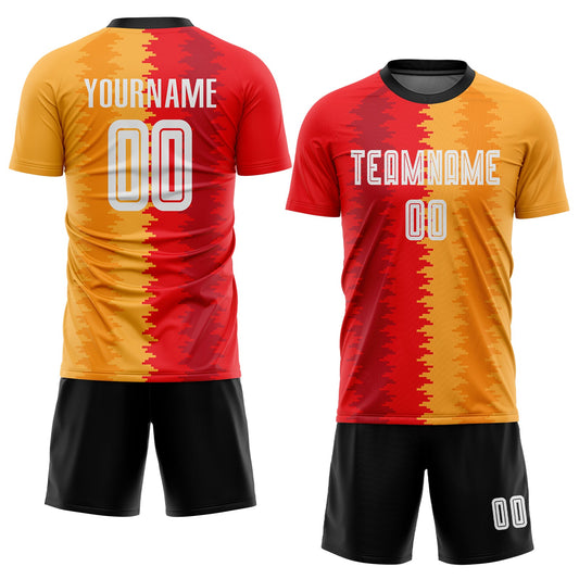 Custom Gold White-Black Sublimation Soccer Uniform Jersey - Sky-Custom