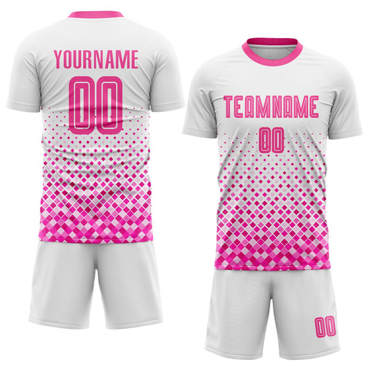 Custom White Pink Sublimation Soccer Uniform Jersey - Sky-Custom
