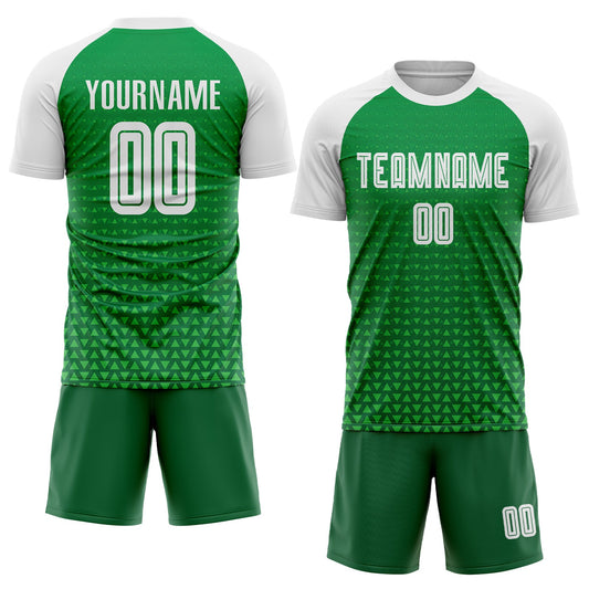 Custom Kelly Green White Sublimation Soccer Uniform Jersey - Sky-Custom