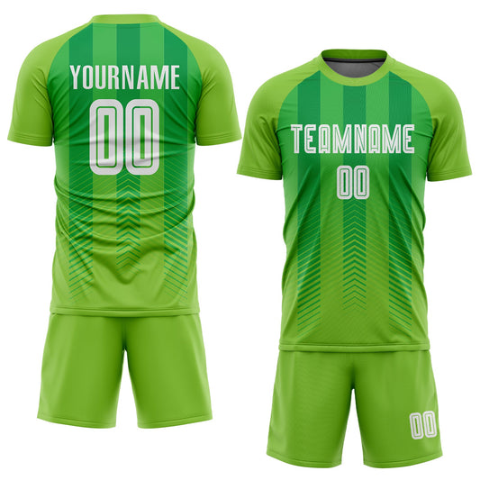 Custom Neon Green White-Kelly Green Sublimation Soccer Uniform Jersey - Sky-Custom