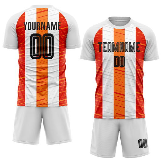 Custom White Black-Orange Sublimation Soccer Uniform Jersey - Sky-Custom