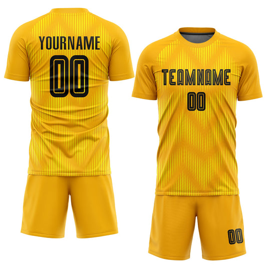 Custom Gold Black Sublimation Soccer Uniform Jersey - Sky-Custom