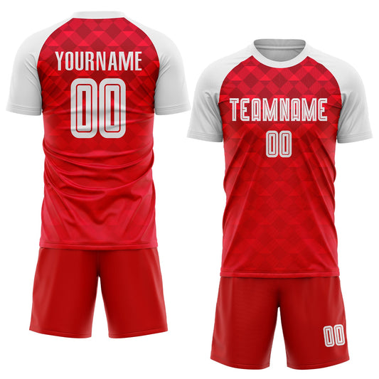 Custom Red White Away Sublimation Soccer Uniform Jersey - Sky-Custom
