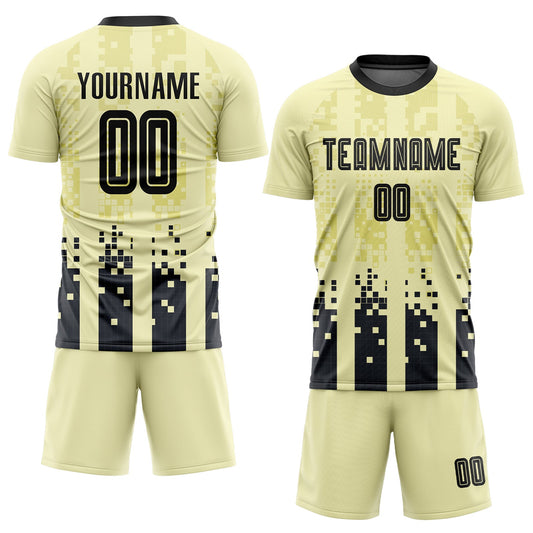 Custom Cream Black Home Sublimation Soccer Uniform Jersey - Sky-Custom