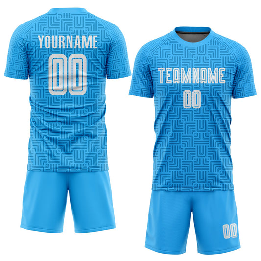 Custom Light Blue White Home Sublimation Soccer Uniform Jersey - Sky-Custom