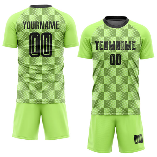 Custom Neon Green Black Third Sublimation Soccer Uniform Jersey - Sky-Custom