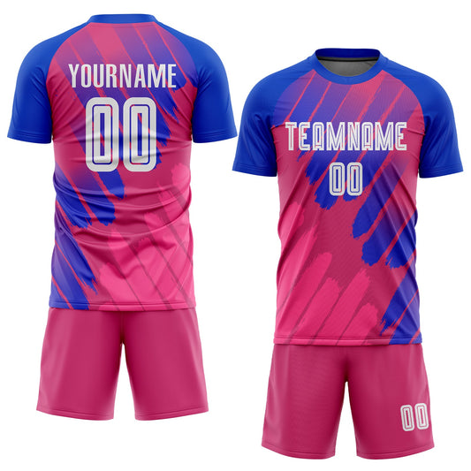 Custom Pink White-Royal Third Sublimation Soccer Uniform Jersey - Sky-Custom