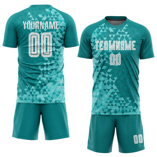 Custom Teal White Third Sublimation Soccer Uniform Jersey - Sky-Custom