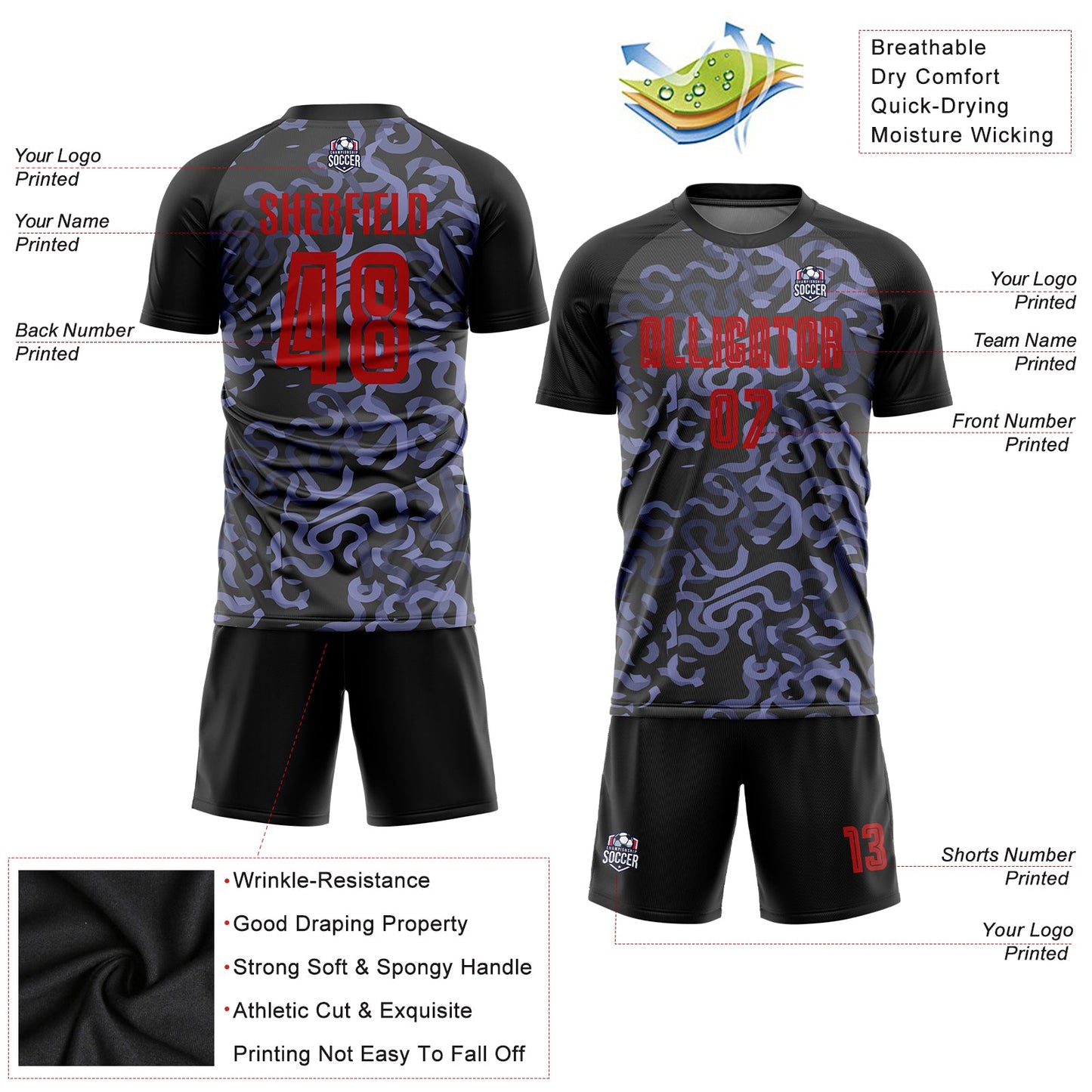 Custom Black Red-Purple Third Sublimation Soccer Uniform Jersey - Sky-Custom