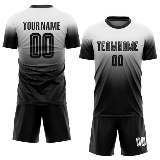 Custom White Black Sublimation Fade Fashion Soccer Uniform Jersey - Sky-Custom