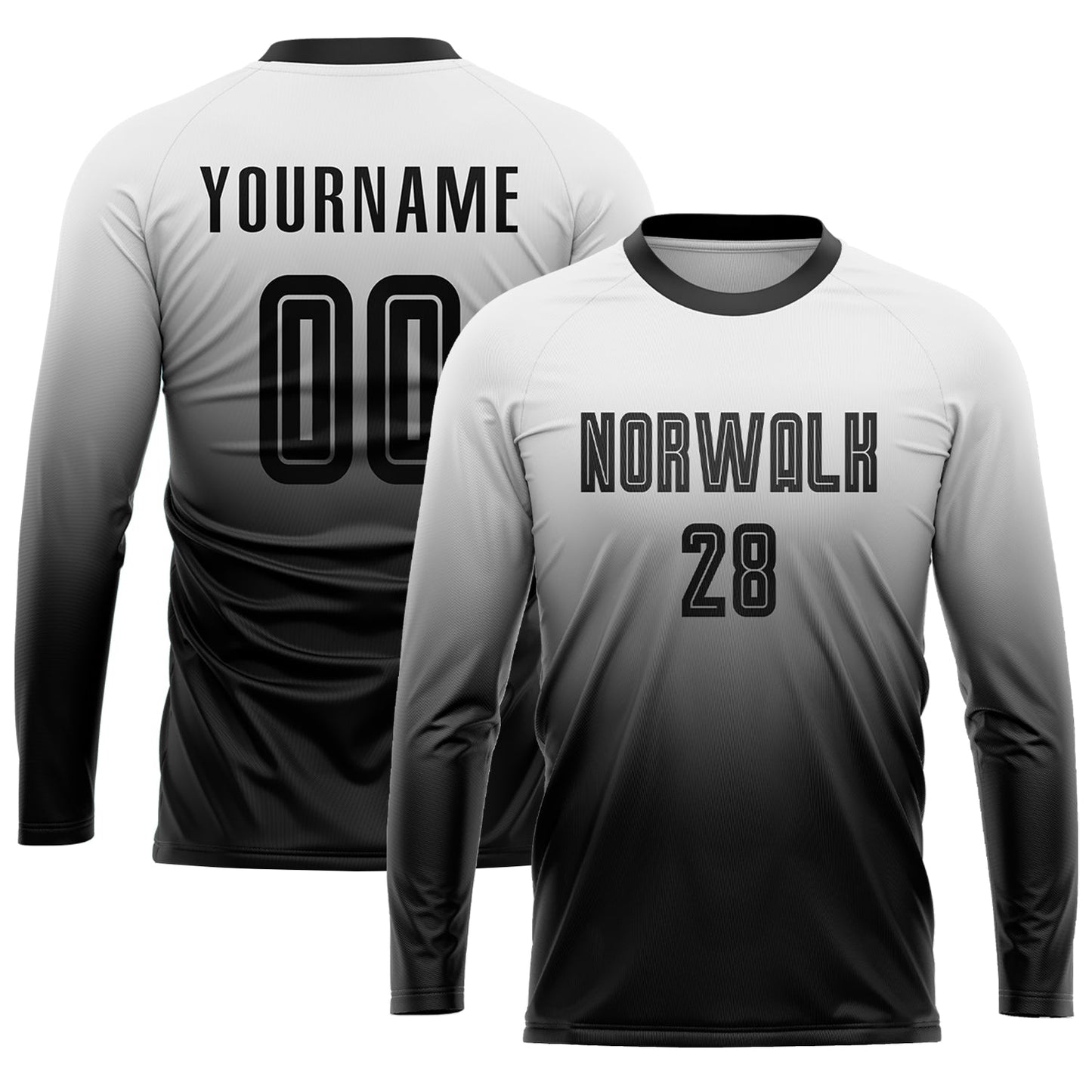 Custom White Black Sublimation Fade Fashion Soccer Uniform Jersey - Sky-Custom