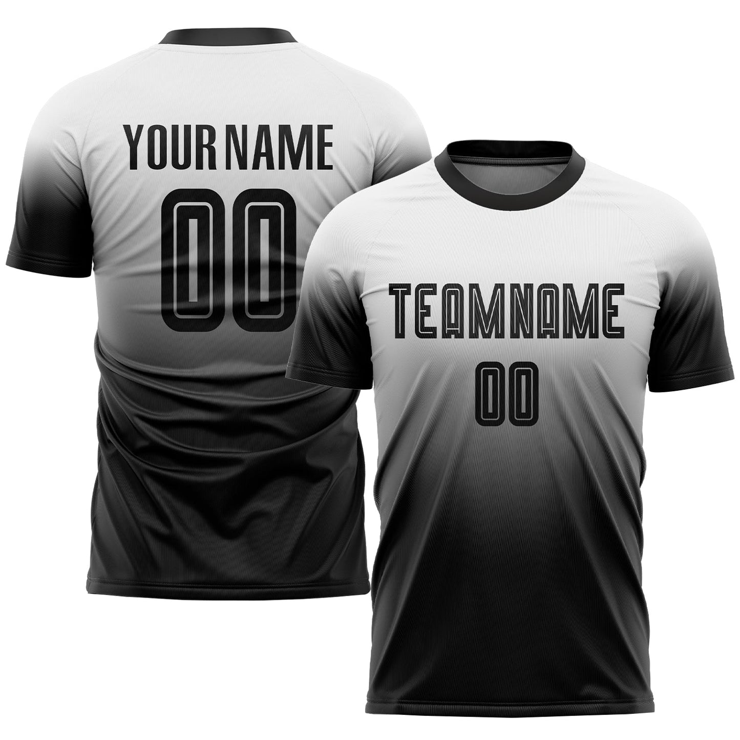 Custom White Black Sublimation Fade Fashion Soccer Uniform Jersey - Sky-Custom