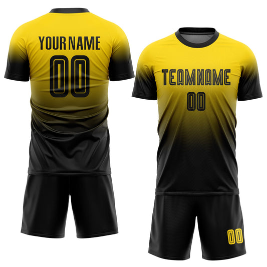 Custom Gold Black Sublimation Fade Fashion Soccer Uniform Jersey - Sky-Custom