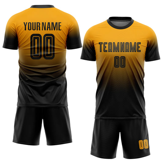 Custom Gold Black Sublimation Fade Fashion Soccer Uniform Jersey - Sky-Custom