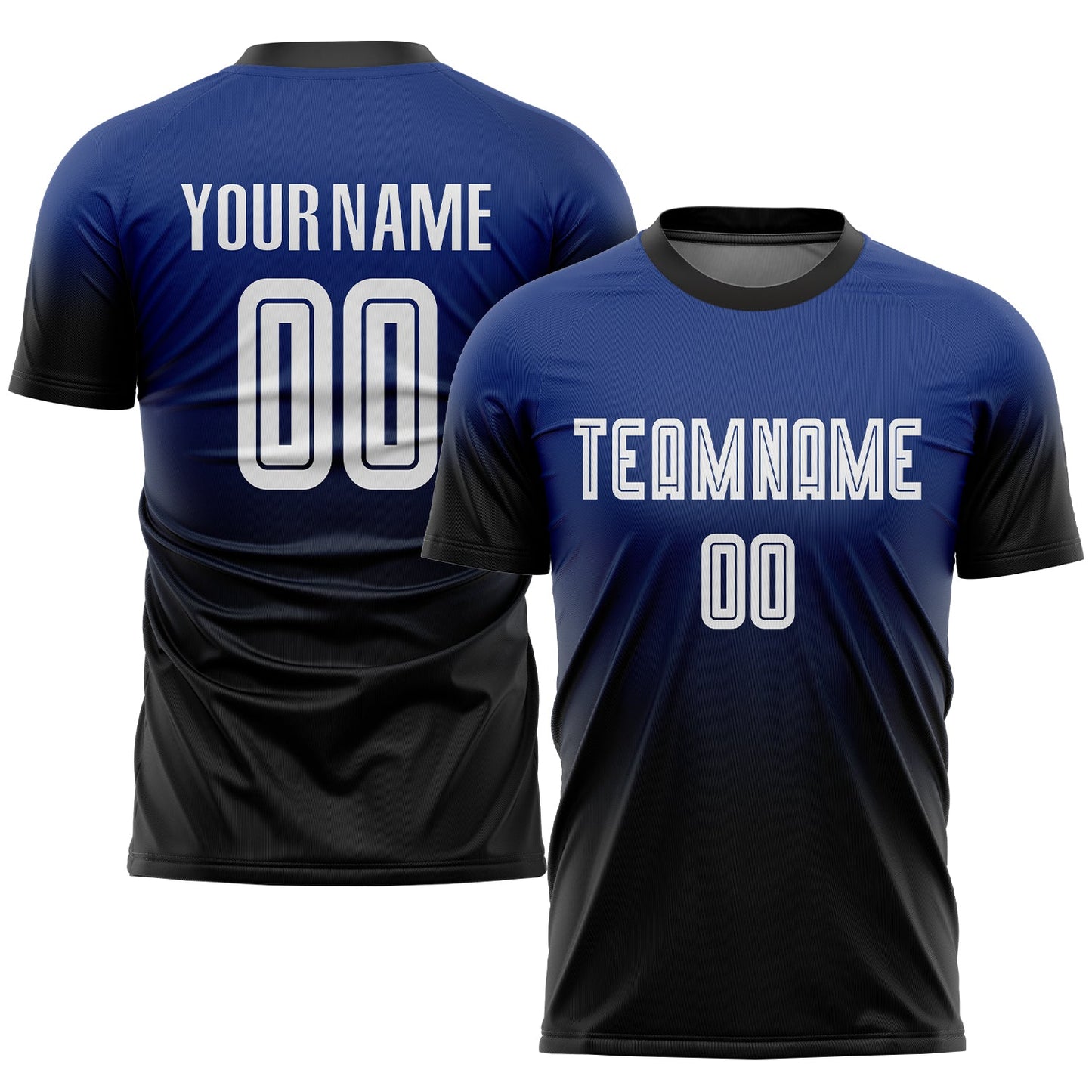 Custom Royal White-Black Sublimation Fade Fashion Soccer Uniform Jersey - Sky-Custom