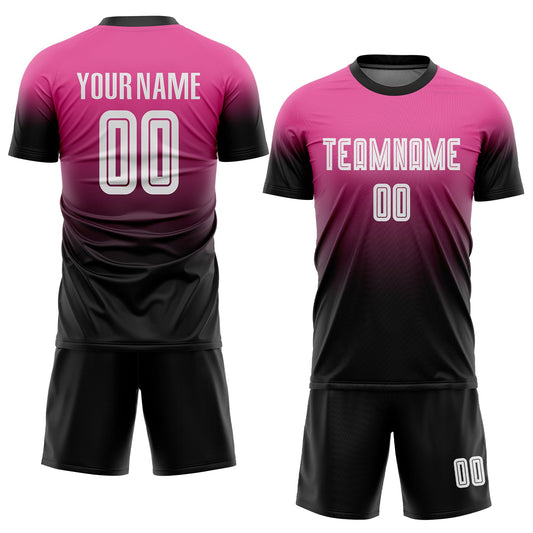 Custom Pink White-Black Sublimation Fade Fashion Soccer Uniform Jersey - Sky-Custom
