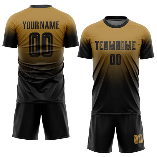 Custom Old Gold Black Sublimation Fade Fashion Soccer Uniform Jersey - Sky-Custom