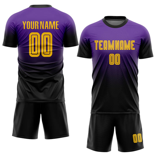 Custom Purple Gold-Black Sublimation Fade Fashion Soccer Uniform Jersey - Sky-Custom