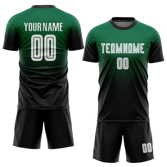 Custom Kelly Green White-Black Sublimation Fade Fashion Soccer Uniform Jersey - Sky-Custom