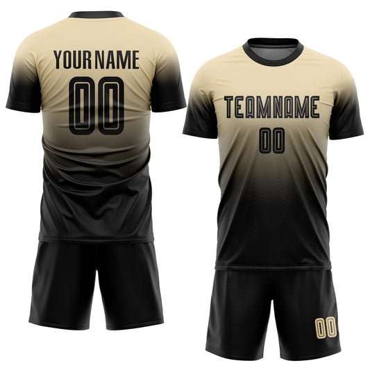 Custom Cream Black Sublimation Fade Fashion Soccer Uniform Jersey - Sky-Custom