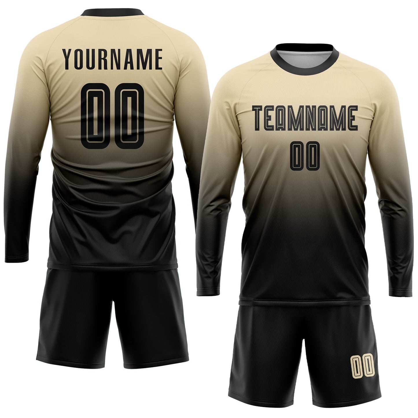 Custom Cream Black Sublimation Fade Fashion Soccer Uniform Jersey - Sky-Custom
