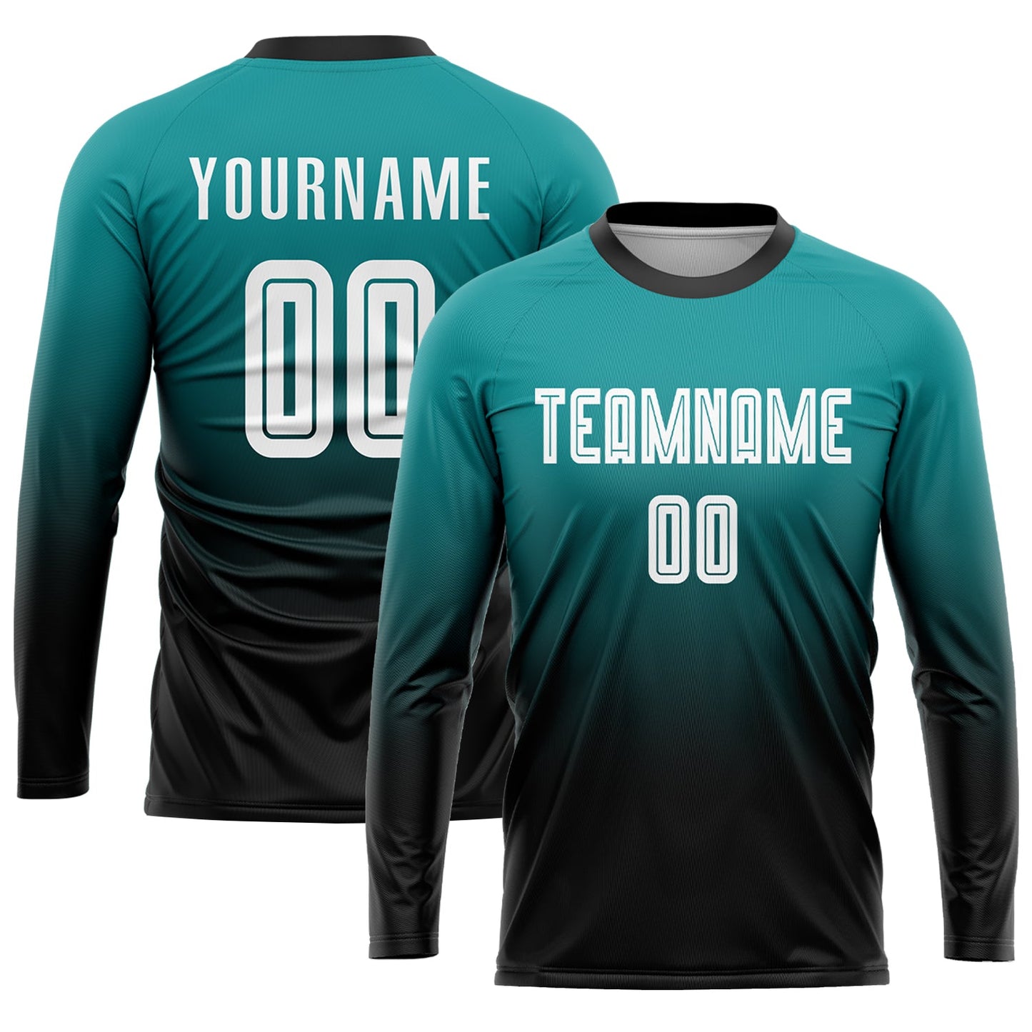 Custom Teal White-Black Sublimation Fade Fashion Soccer Uniform Jersey - Sky-Custom