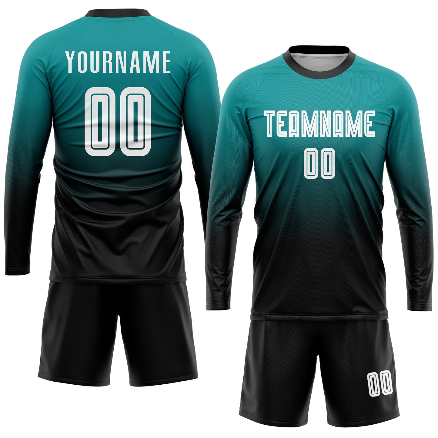 Custom Teal White-Black Sublimation Fade Fashion Soccer Uniform Jersey - Sky-Custom