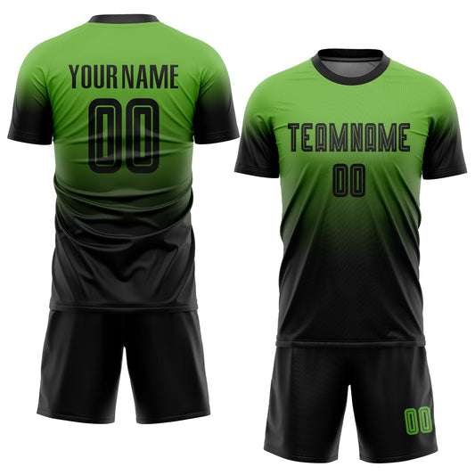 Custom Neon Green Black Sublimation Fade Fashion Soccer Uniform Jersey - Sky-Custom