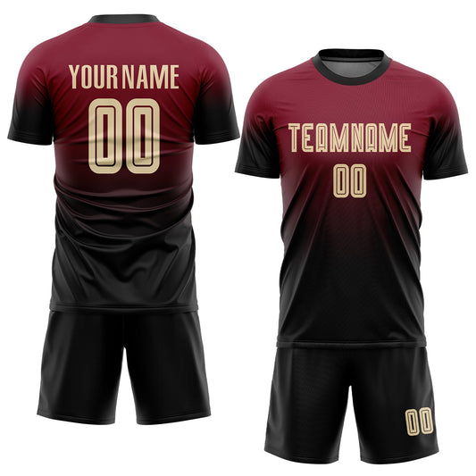 Custom Crimson Cream-Black Sublimation Fade Fashion Soccer Uniform Jersey - Sky-Custom