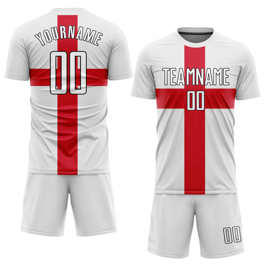 Custom White White Red-Black Sublimation Great Britain Flag Soccer Uniform Jersey - Sky-Custom