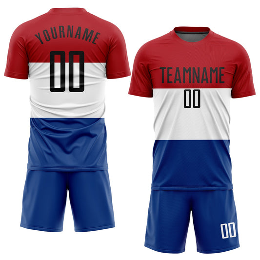 Custom Red Black White-Royal Sublimation Dutch Flag Soccer Uniform Jersey - Sky-Custom