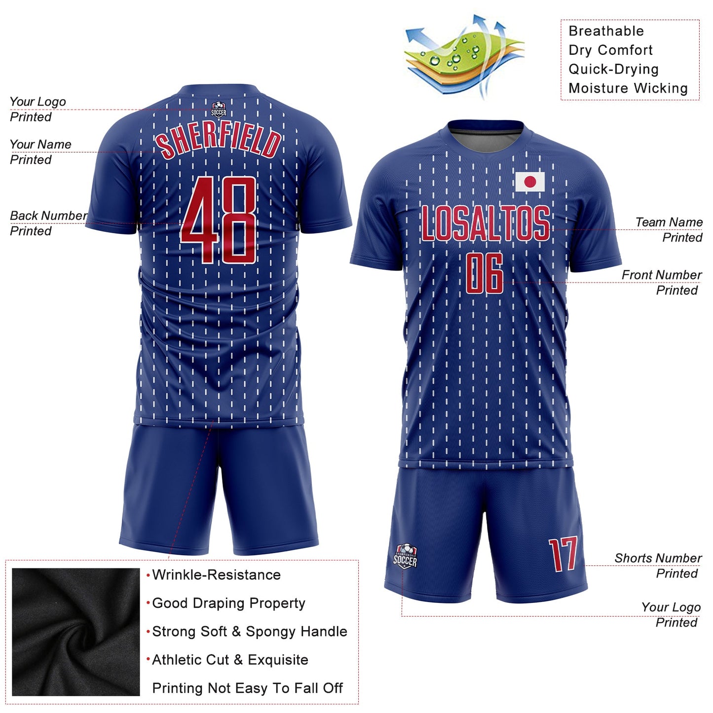 Custom Royal Red-White Sublimation Japanese Flag Soccer Uniform Jersey - Sky-Custom