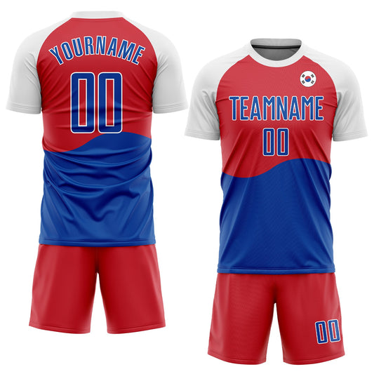 Custom Red Royal-White Sublimation South Korean Flag Soccer Uniform Jersey - Sky-Custom
