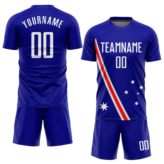 Custom Royal White-Red Sublimation Australian Flag Soccer Uniform Jersey - Sky-Custom