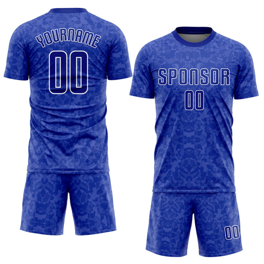 Custom Royal Royal-White Sublimation Soccer Uniform Jersey - Sky-Custom