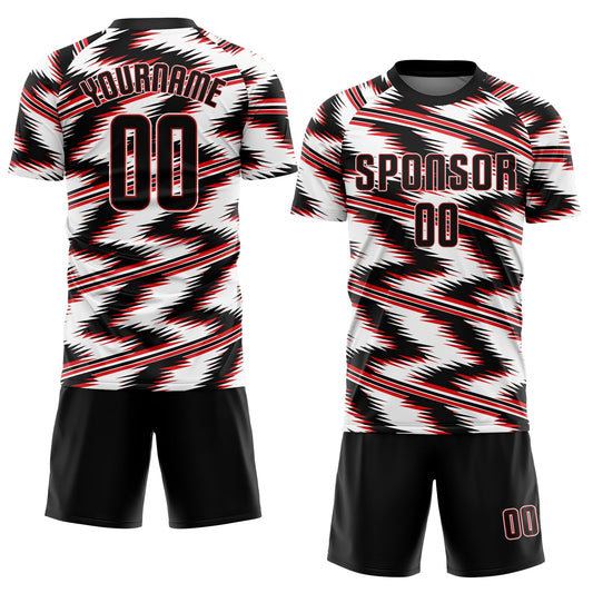 Custom White Black-Red Sublimation Soccer Uniform Jersey - Sky-Custom