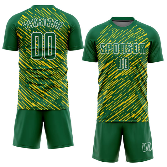 Custom Kelly Green Kelly Green-Gold Sublimation Soccer Uniform Jersey - Sky-Custom