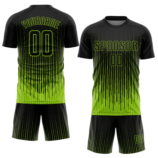 Custom Neon Green Black Sublimation Soccer Uniform Jersey - Sky-Custom