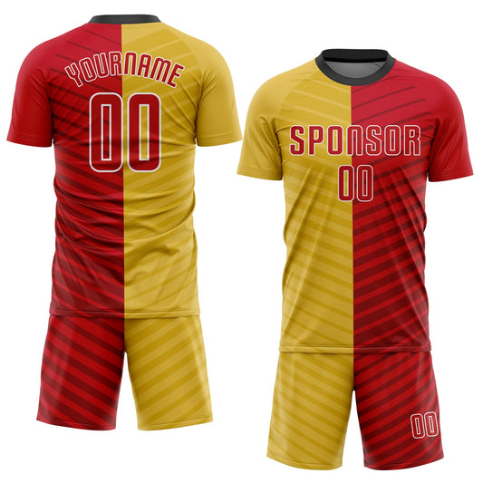 Custom Gold Red-White Sublimation Soccer Uniform Jersey - Sky-Custom