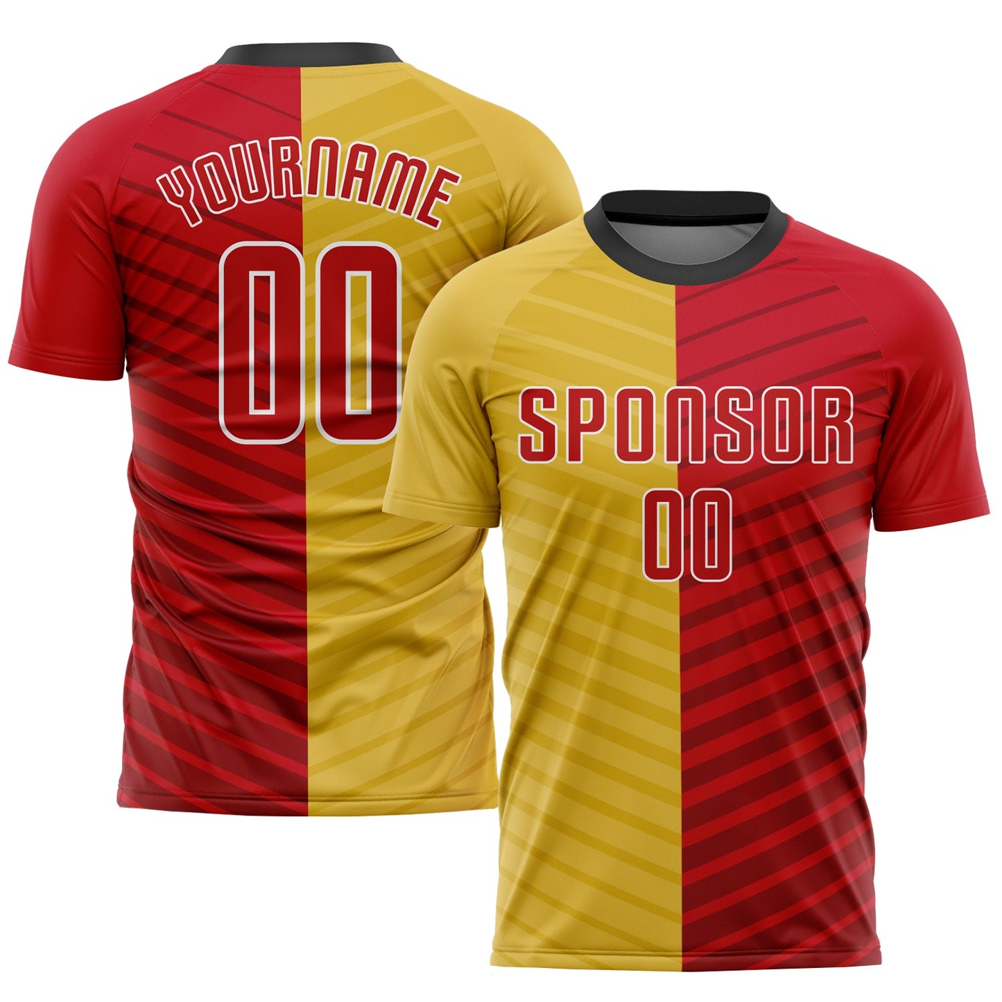 Custom Gold Red-White Sublimation Soccer Uniform Jersey - Sky-Custom