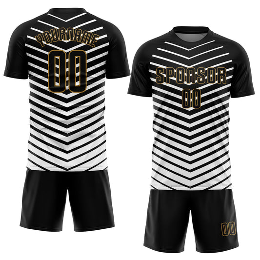 Custom White Black-Old Gold Sublimation Soccer Uniform Jersey - Sky-Custom