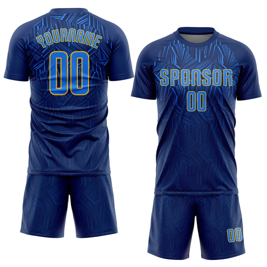 Custom Navy Royal-Gold Sublimation Soccer Uniform Jersey - Sky-Custom