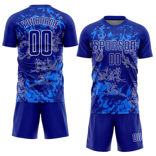 Custom Royal Royal-White Sublimation Soccer Uniform Jersey - Sky-Custom