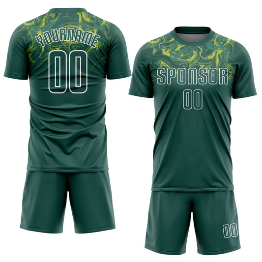 Custom Kelly Green Kelly Green-Gold Sublimation Soccer Uniform Jersey - Sky-Custom