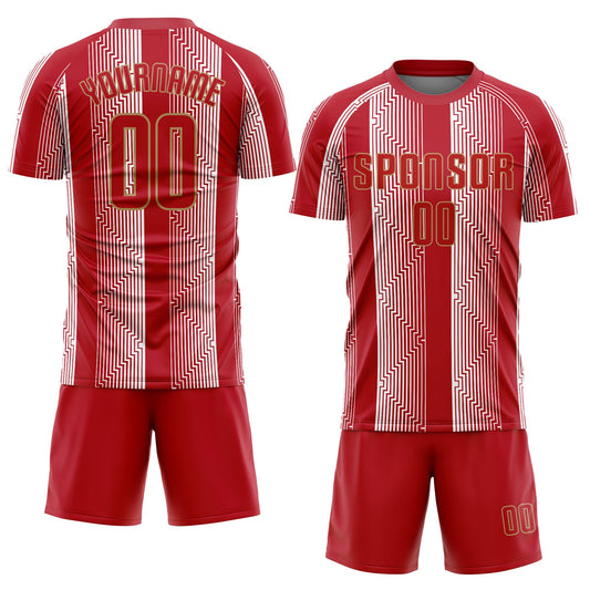 Custom Red Red-Old Gold Sublimation Soccer Uniform Jersey - Sky-Custom
